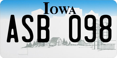 IA license plate ASB098