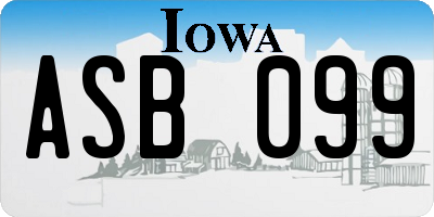 IA license plate ASB099