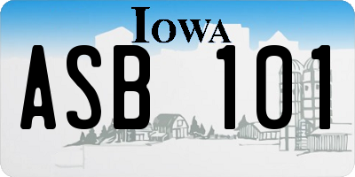 IA license plate ASB101