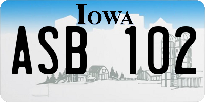 IA license plate ASB102