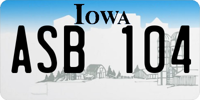 IA license plate ASB104