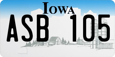 IA license plate ASB105