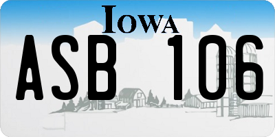 IA license plate ASB106