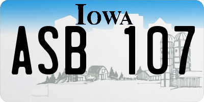 IA license plate ASB107