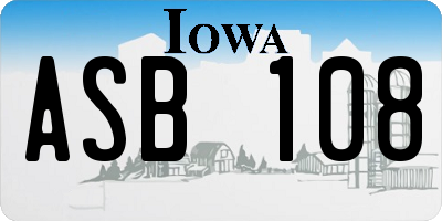 IA license plate ASB108