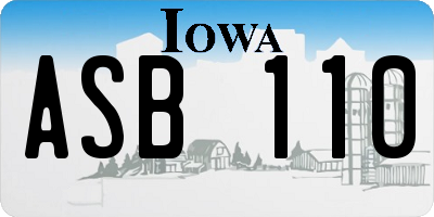 IA license plate ASB110