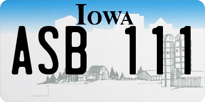 IA license plate ASB111