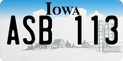 IA license plate ASB113
