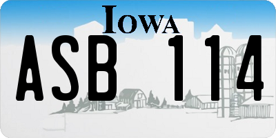 IA license plate ASB114