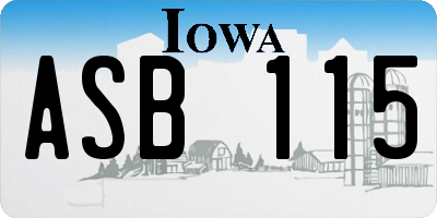 IA license plate ASB115