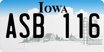 IA license plate ASB116