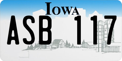 IA license plate ASB117