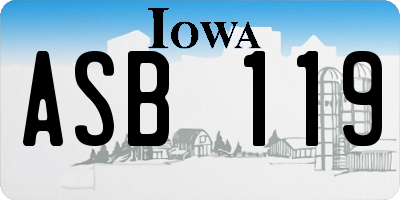 IA license plate ASB119