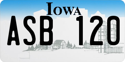 IA license plate ASB120