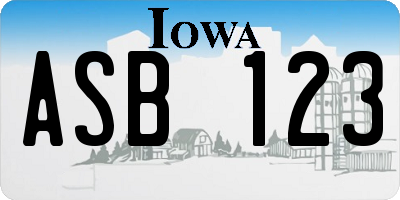 IA license plate ASB123