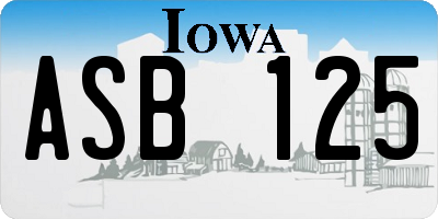 IA license plate ASB125