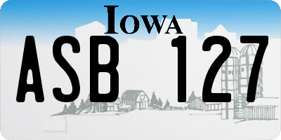 IA license plate ASB127