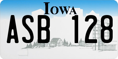 IA license plate ASB128