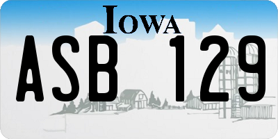 IA license plate ASB129