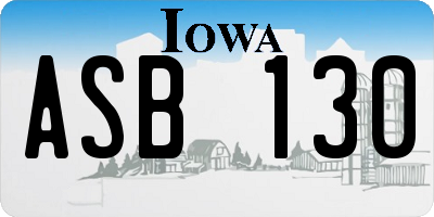 IA license plate ASB130