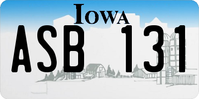 IA license plate ASB131