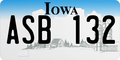 IA license plate ASB132