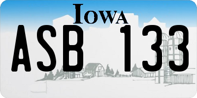 IA license plate ASB133