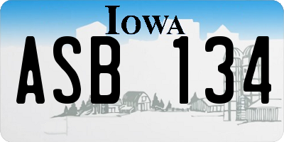 IA license plate ASB134