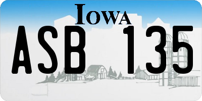 IA license plate ASB135