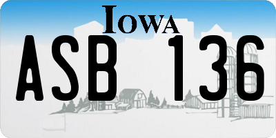 IA license plate ASB136