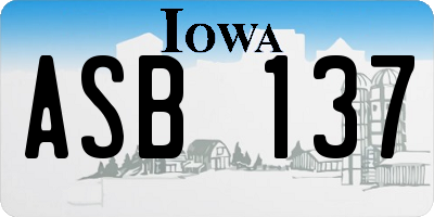 IA license plate ASB137