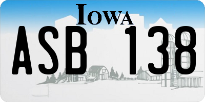 IA license plate ASB138