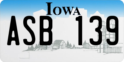 IA license plate ASB139