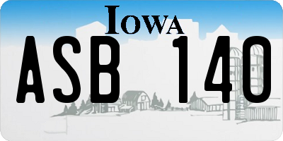 IA license plate ASB140