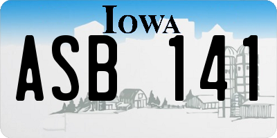 IA license plate ASB141