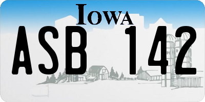 IA license plate ASB142