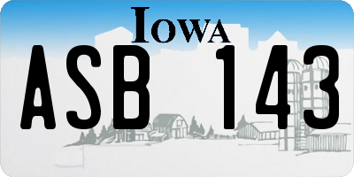 IA license plate ASB143
