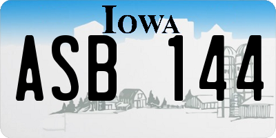 IA license plate ASB144