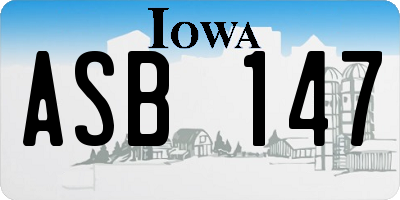 IA license plate ASB147