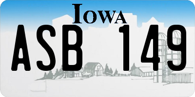 IA license plate ASB149