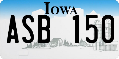 IA license plate ASB150
