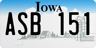 IA license plate ASB151