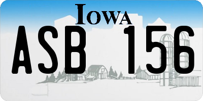 IA license plate ASB156