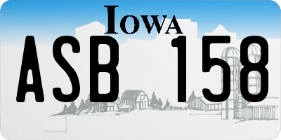 IA license plate ASB158