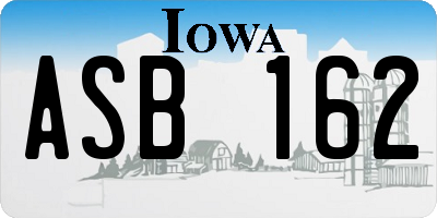 IA license plate ASB162