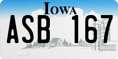 IA license plate ASB167