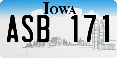 IA license plate ASB171