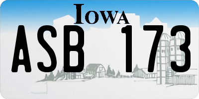 IA license plate ASB173