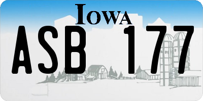 IA license plate ASB177