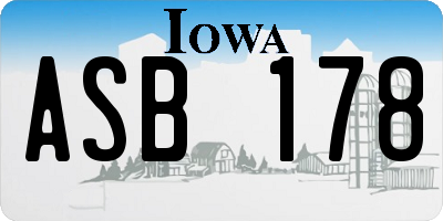 IA license plate ASB178